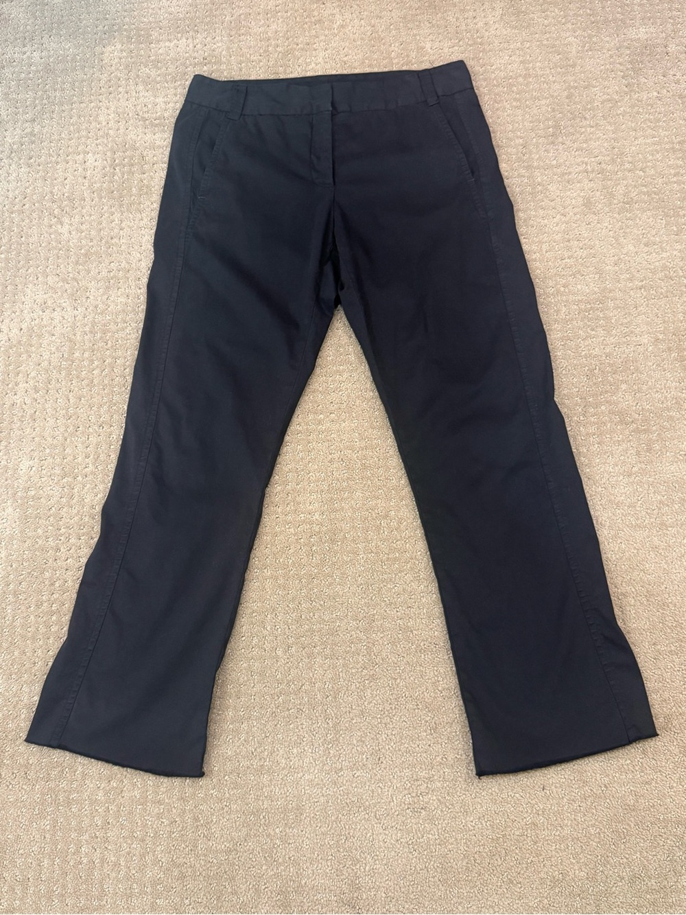 Pharaoh Women's Black Straight-Leg Trousers with Raw Hem